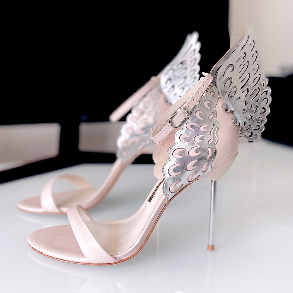 SOPHIA WEBSTER “Evangeline” Angel Wing Heels in Nude